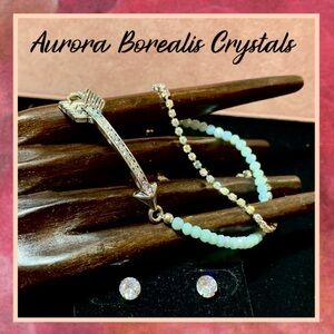 Premier Designs Aurora Borealis Crystal Earrings and Bracelets Set